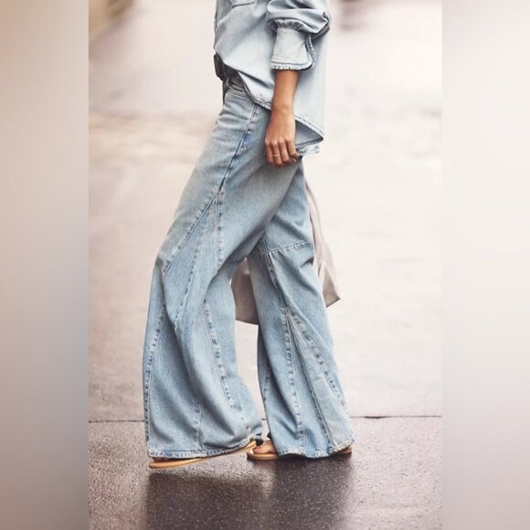 Free People We The Free Eden High Slouchy Flare Jeans Size 28 - Picture 3 of 16